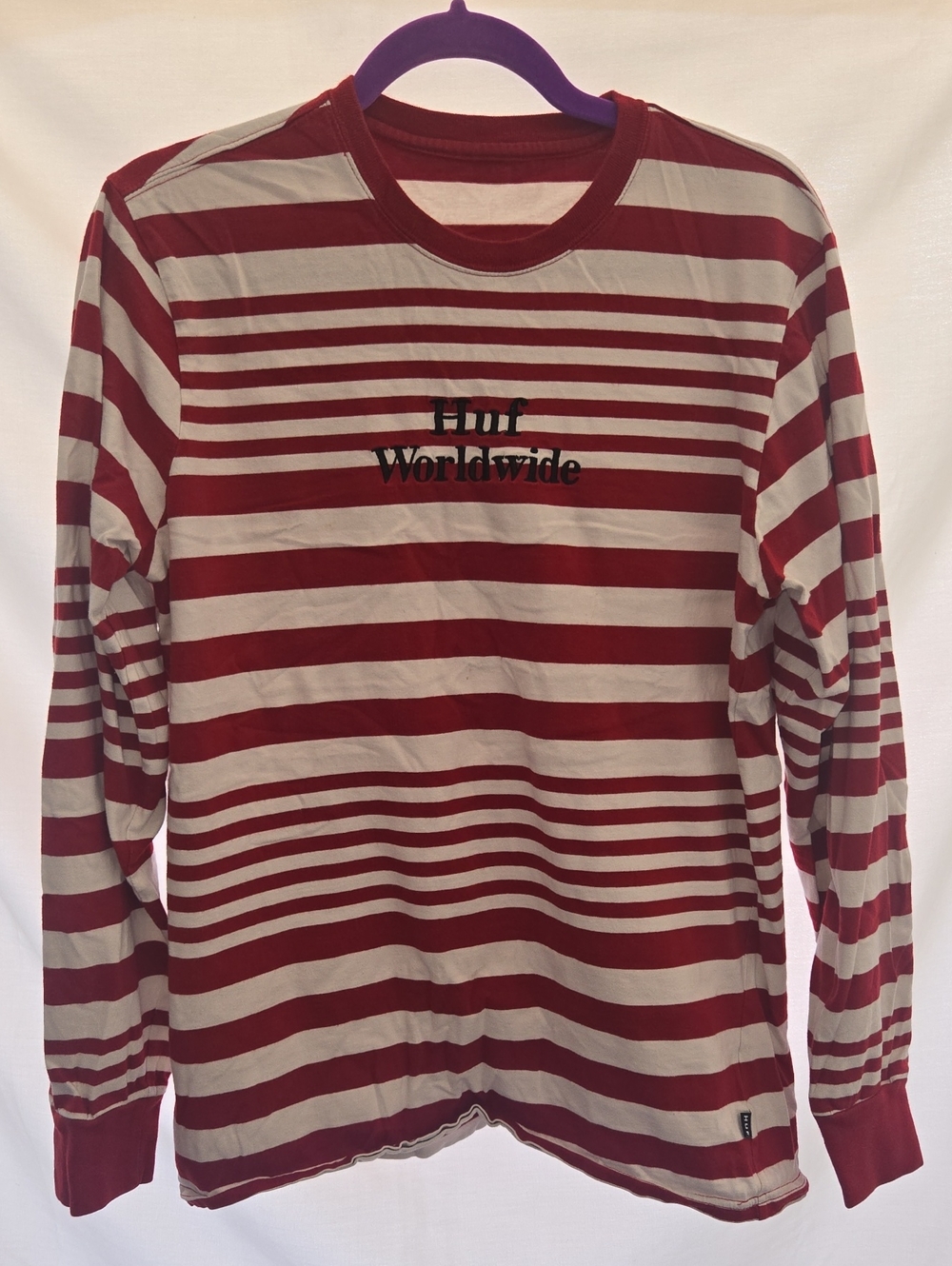 HUF Red and White Striped Long-Sleeve Tee